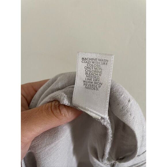 J.Jill Pants Women's Medium Linen Stretch Light Gray Button Hem Cropped Pants - Picture 7 of 7